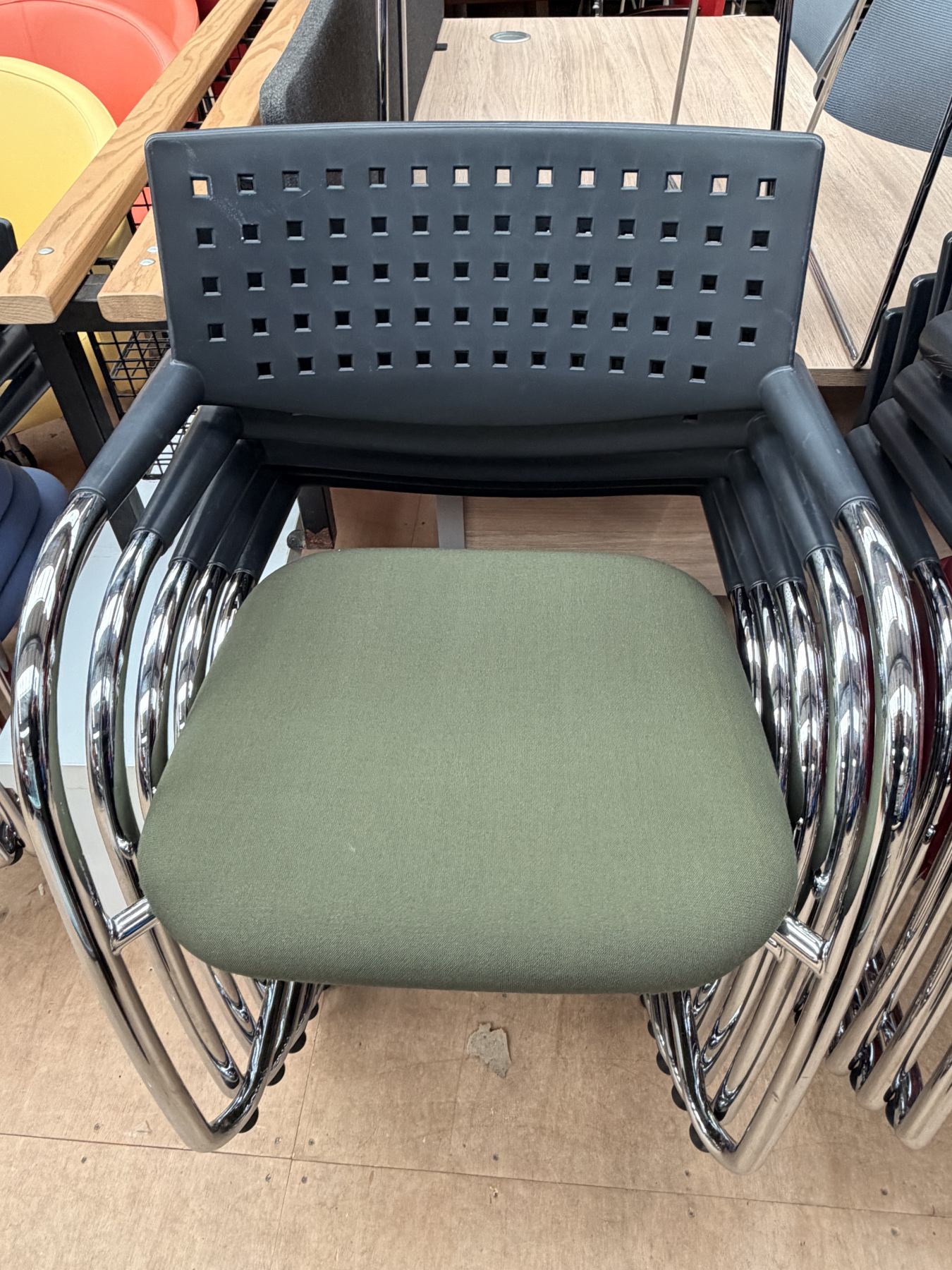 Vitra dark green stacking chair