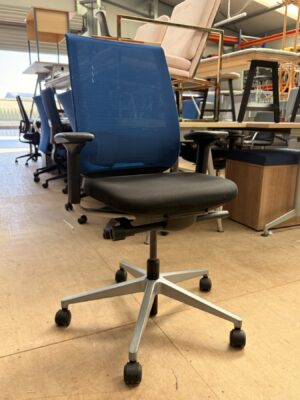 Black/Blue Mesh back Steelcase swivel chair