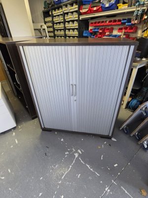 Dark wood tambour 1200h x 1000w x 500d